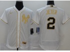 Nike New York Yankees #2 Derek Jeter White Gold Flexbase Jersey