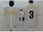 Nike Philadelphia Phillies #3 Bryce Harper White Gold Flexbase Jersey