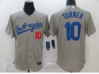 Nike Los Angeles Dodgers #10 Justin Turner Grey Flexbase Jersey