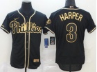 Nike Philadelphia Phillies #3 Bryce Harper Black Gold Flexbase Jersey