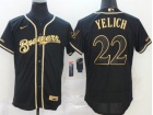 Nike Milwaukee Brewers #22 Christian Yelich Black Gold Flexbase Jersey