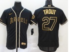 Nike Los Angeles Angels #27 Mike Trout Black Gold Flexbase Jersey