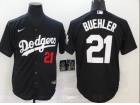 Nike Los Angeles Dodgers #21 Walker Buehler Black Cool Base Jersey