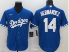 Nike Los Angeles Dodgers #14 Enrique Hernandez Blue Cool Base Jersey