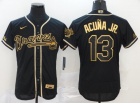 Nike Atlanta Braves #13 Ronald Acuna Jr.Black Gold Flexbase Jersey