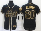 Nike New York Mets #20 Pete Alonso Black Golden Flexbase Jersey