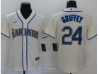 Nike Seattle Mariners #24 Ken Griffey Jr Cream Cool Base Jersey