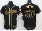 Nike Los Angeles Dodgers #50 Mookie Betts Black Golden Flexbase Jersey