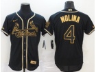 Nike St. Louis Cardinals #4 Yadier Molina Black Gold Flexbase Jersey