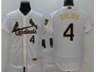 Nike St. Louis Cardinals #4 Yadier Molina White Gold Flexbase Jersey