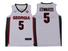 Georgia Bulldogs #5 Anthony Edwards White Jersey