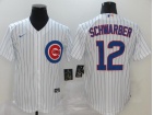 Nike Chicago Cubs #12 Kyle Schwarber White Cool Base Jersey