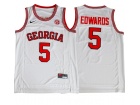 Georgia Bulldogs #5 Anthony Edwards All White Jersey