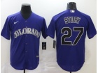 Nike Colorado Rockies #27 Trevor Story Purple Cool Base Jersey