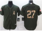 Nike Los Angeles Angels #27 Mike Trout Green Saltute To Service Cool Base Jersey