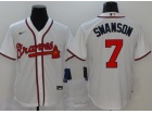 Nike Atlanta Braves #7 Dansby Swanson White Cool Base Jersey