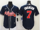 Nike Atlanta Braves #7 Dansby Swanson Blue Cool Base Jersey