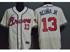 Nike Atlanta Braves #13 Ronald Acuna Jr.Cream Flexbase Jersey