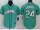 Nike Seattle Mariners #24 Ken Griffey Jr Green Cool Base Jersey