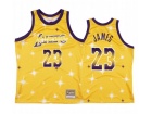 Los Angeles Lakers #23 LeBron James Gold Hwc Starry Jersey