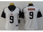 Woman Cincinnati Bengals #9 Joe Burrow Color White Rush Limited Jersey