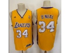 Adidas Los Angeles Lakers #34 Shaquille O'Neal Yellow Jersey