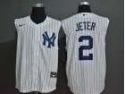 Nike New York Yankees #2 Derek Jeter White Vest Jersey