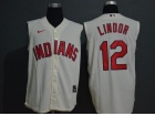 Nike Cleveland Indians #12 Francisco Lindor Cream Vest Jersey