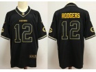 Green Bay Packers #12 Aaron Rodgers Black Golden Vapor Untouchable Limited Jersey