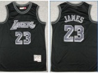 Los Angeles Lakers #23 LeBron James Black with Gray Number  Throwback Jerseys