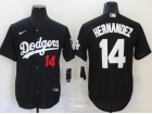 Nike Los Angeles Dodgers #14 Enrique Hernandez Black Cool Base Jersey