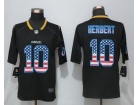 Los Angeles Chargers #10 Justin Herbert Black USA Flag Vapor Limited Jersey