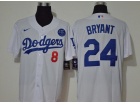 Nike Los Angeles Dodgers #8/24 Kobe Bryant White with KB Patch Jersey