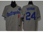 Nike Los Angeles Dodgers #8/24 Kobe Bryant Gray with KB Patch Jersey