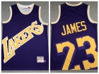 Los Angeles Lakers #23 LeBron James Purple Mitchell&Ness Big Face Jersey