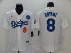 Nike Los Angeles Dodgers #8 Kobe Bryant White with KB Patch Jersey