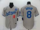 Nike Los Angeles Dodgers #8 Kobe Bryant Gray with KB Patch Jersey