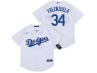 Nike Los Angeles Dodgers #34 Fernando Valenzuela White Cool Base Jersey