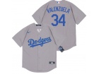 Nike Los Angeles Dodgers #34 Fernando Valenzuela Grey Cool Base Jersey