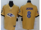 Baltimore Ravens #8 Lamar Jackson Yellow Big Logo Limited Jersey