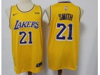 Los Angeles Lakers #21 Jr Smith Yellow Jersey