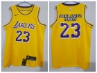 Los Angeles Lakers #23 LeBron James Yellow Social Justice Jerseys