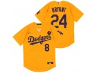 Nike Los Angeles Dodgers #8/24 Kobe Bryant Yellow Cool Base Jersey