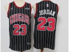 Nike Chicago Bulls #23 Michael Jordan Black Stripes Jersey