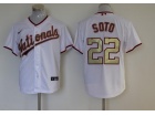 Nike Washington Nationals #22 Juan Soto White With Gold Number Cool Base Jersey