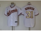 Nike Washington Nationals #31 Max Scherzer White With Gold Number Cool Base Jersey