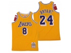 Los Angeles Lakers #8/24 Kobe Bryant Yellow Throbwack Jersey