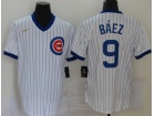 Nike Chicago Cubs #9 Javier Baez White Throwback Jersey