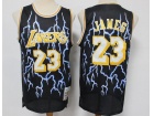 Los Angeles Lakers #23 LeBron James Black Lighting Throwback Jersey