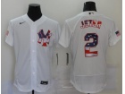 Nike New York Yankees #2 Derek Jeter White Flag Fashion Flexbase Jersey